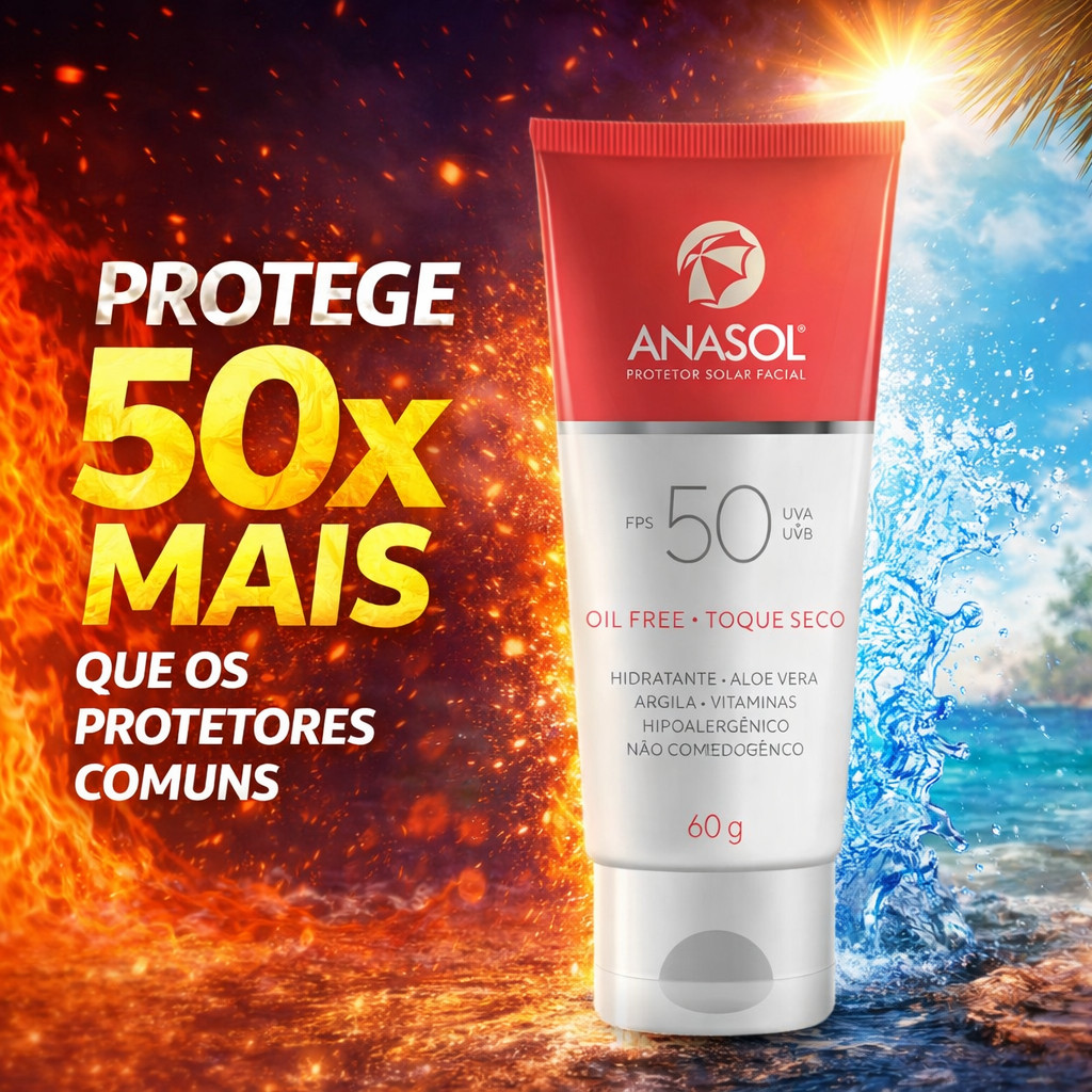 Protetor Solar Facial 50Fps Antioleosidade Vegano 