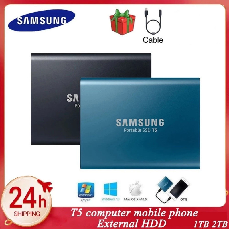 SAMSUNG  Unidade Externa SSD T5 1TB-128TB De Estad