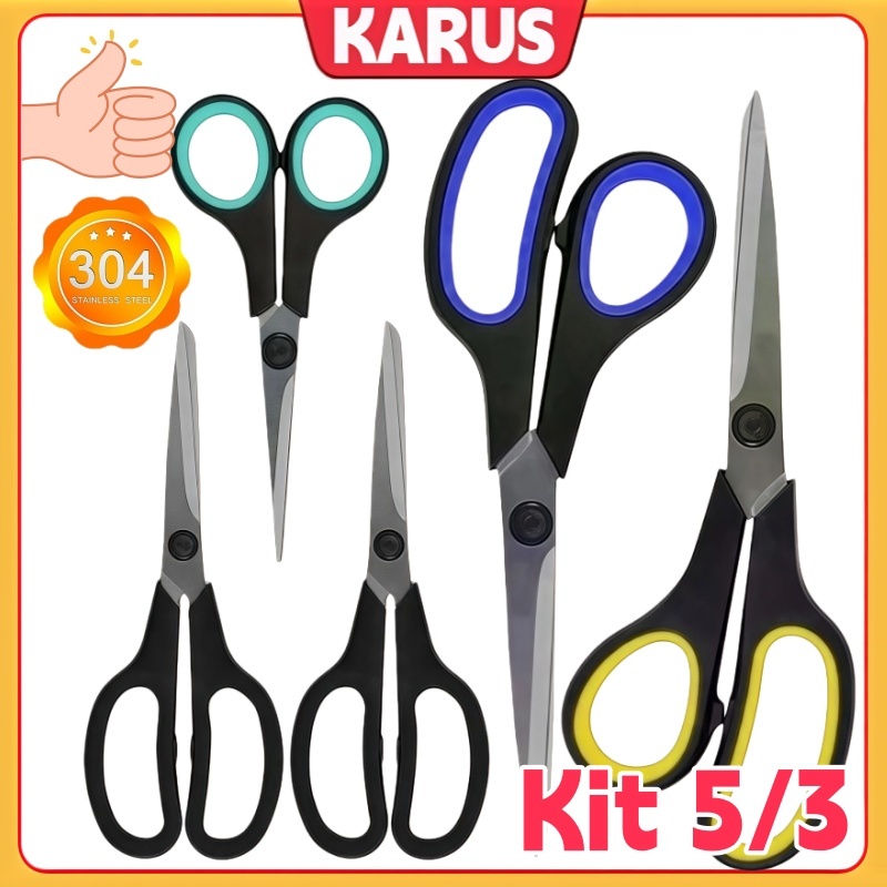 Kit 5/3 Tesoura Multiuso Afiada Aço Inoxidável L