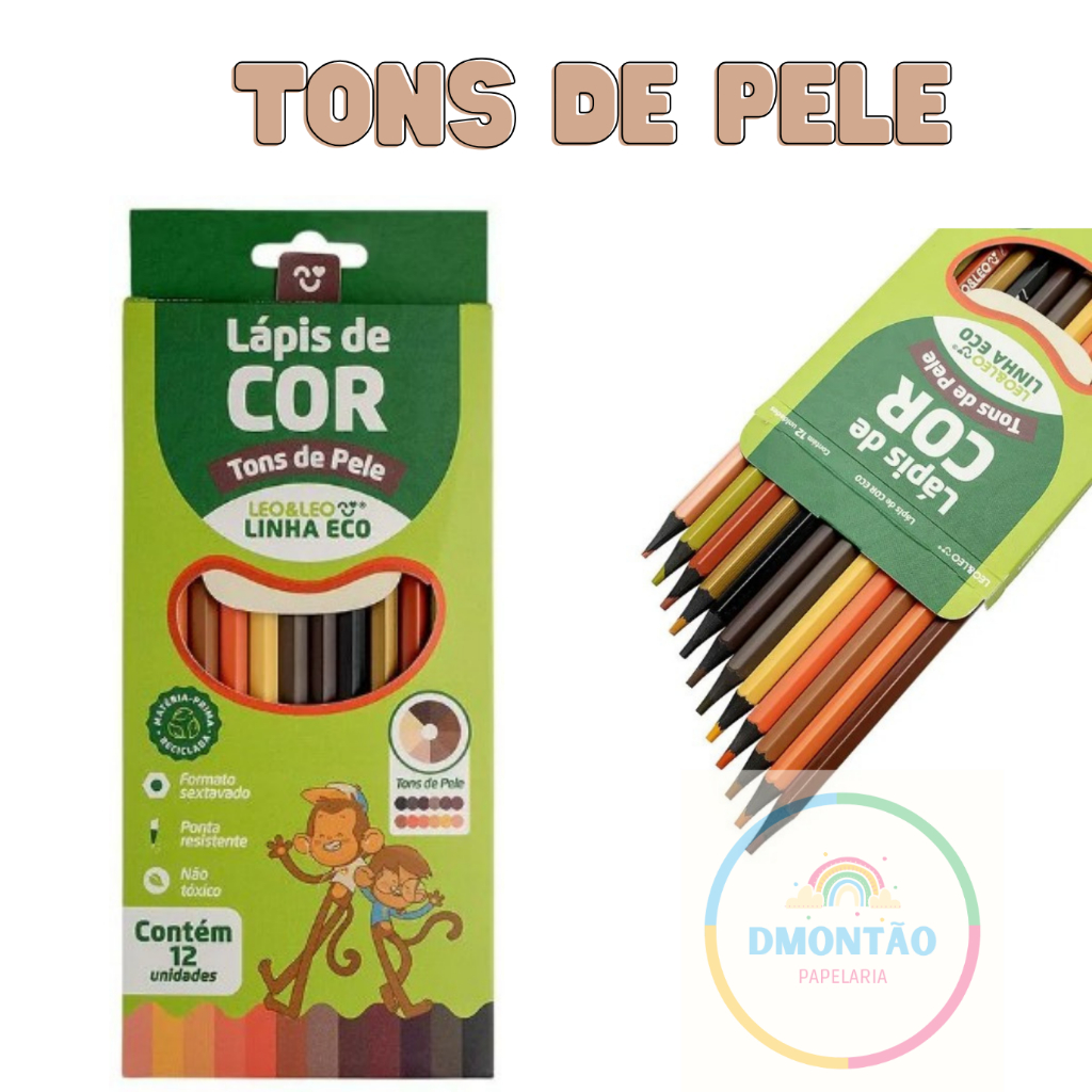 Lápis De Cor Tons De Pele Hexagonal Ecológico  &