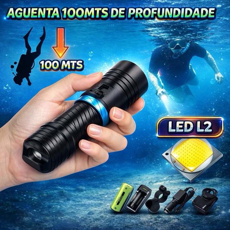 Lanterna Tática de Mergulho T6 Super Potente LED 
