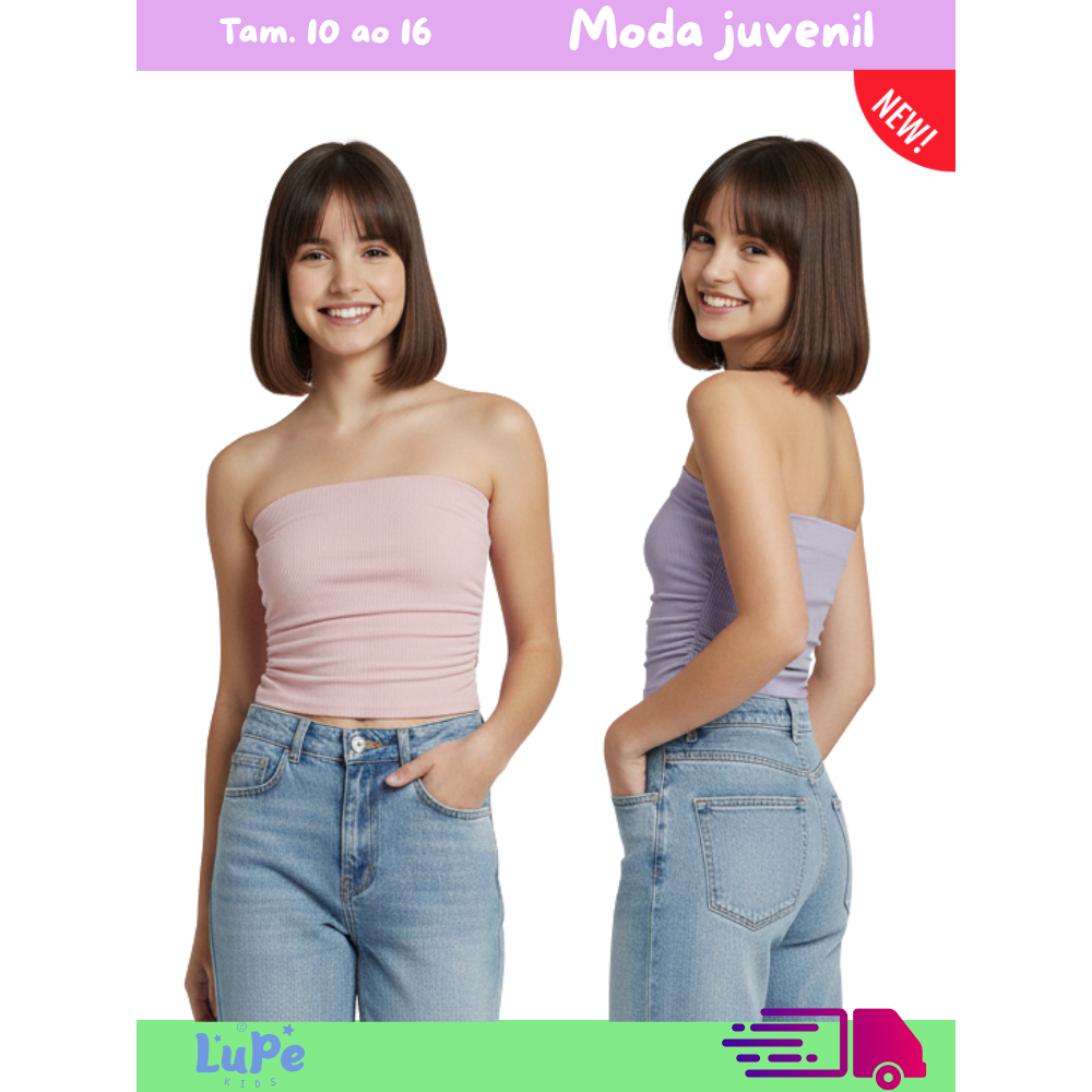 Cropped Tomara que Caia Juvenil Franzido Lateral K