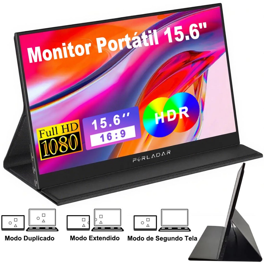 Monitor Portátil 15,6  FHD 1080P USB C HDMI IPS E