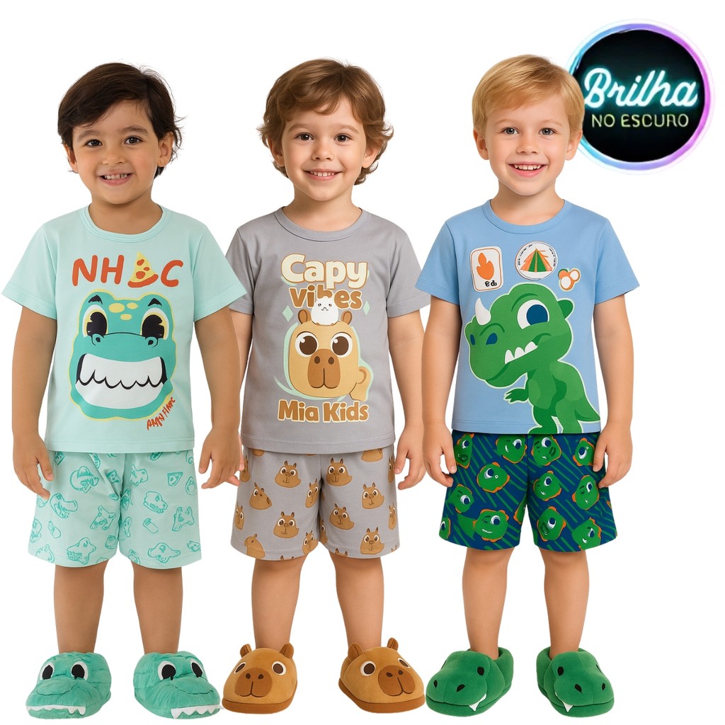 Conjunto Pijama Brilha no Escuro Personagens Menin