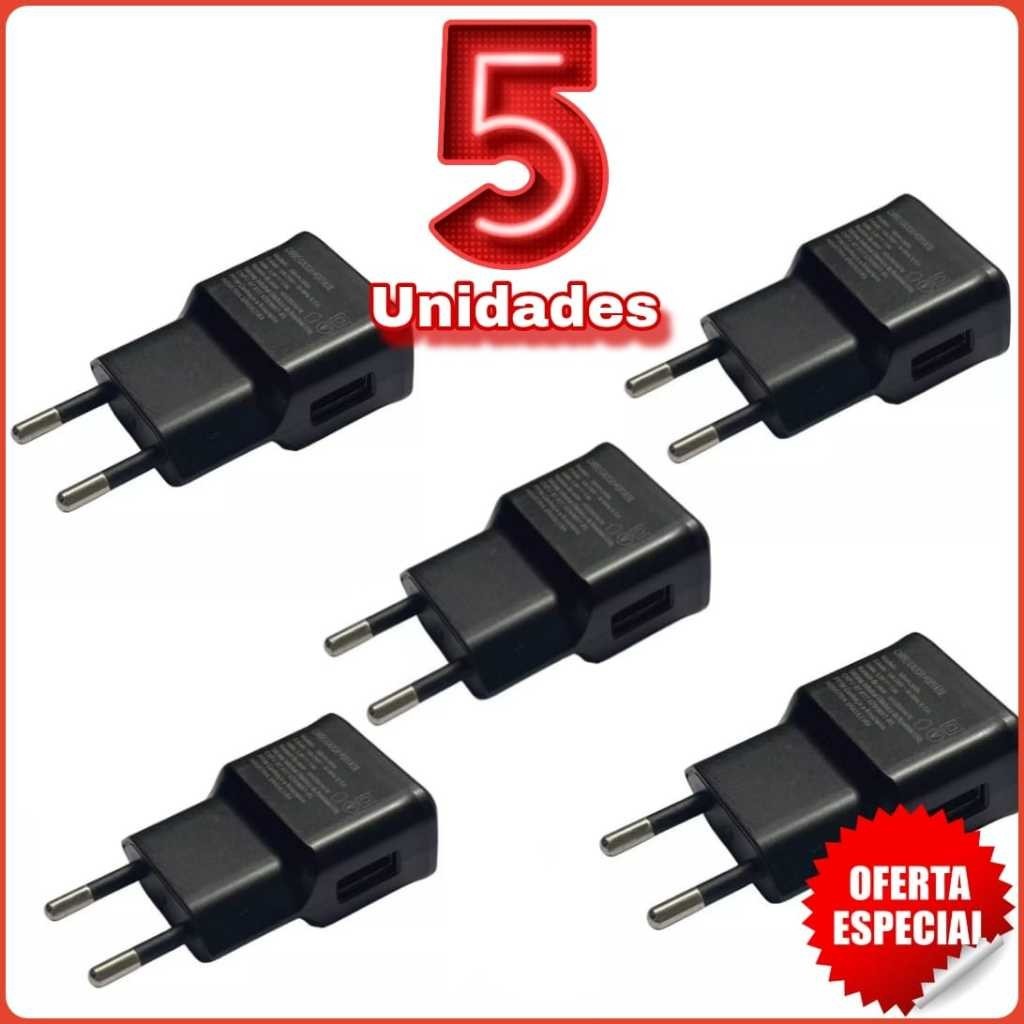 Kit 5 ou 10 Unidades de Fonte USB Tomada Parede 5V