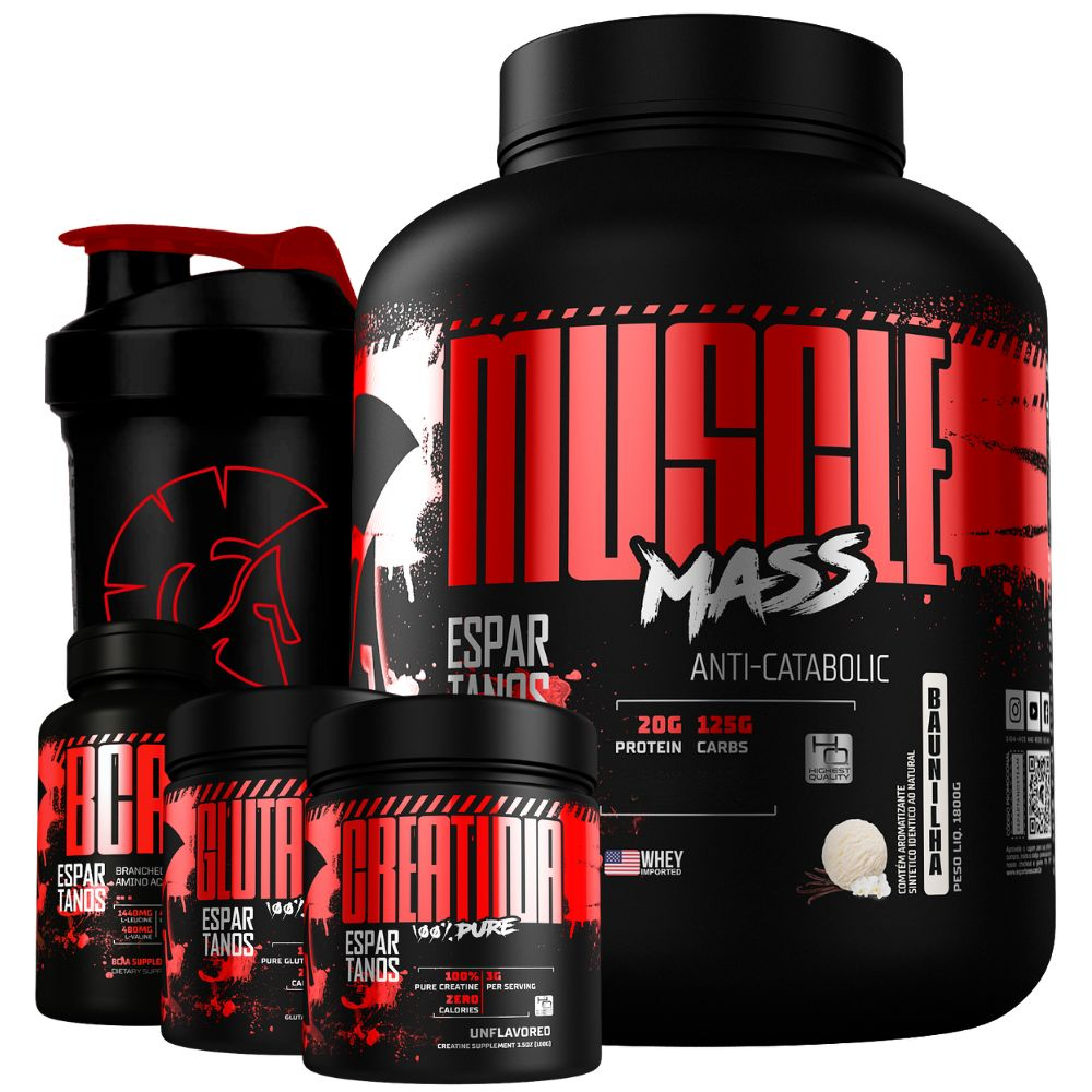Kit Suplemento Hipercalórico Muscle Mass + Bcaa 3