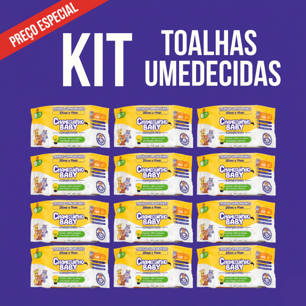 Kit Caixa Toalhas Umedecida Lenços Pacotes Chameg