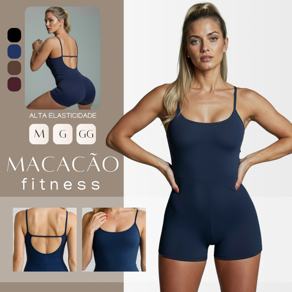 Macaquinho Fitness Academia Feminino Shorts Top Al