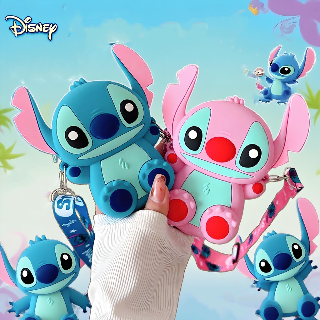 BOLSINHA DO STITCH ROSA E AZUL,Pequena Porta Celul