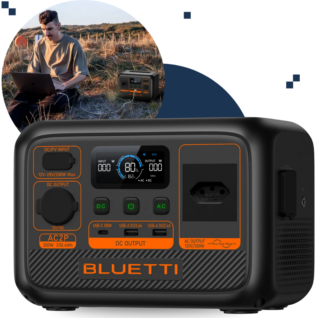 Estação Energia Solar Portátil Bluetti AC2P Ger