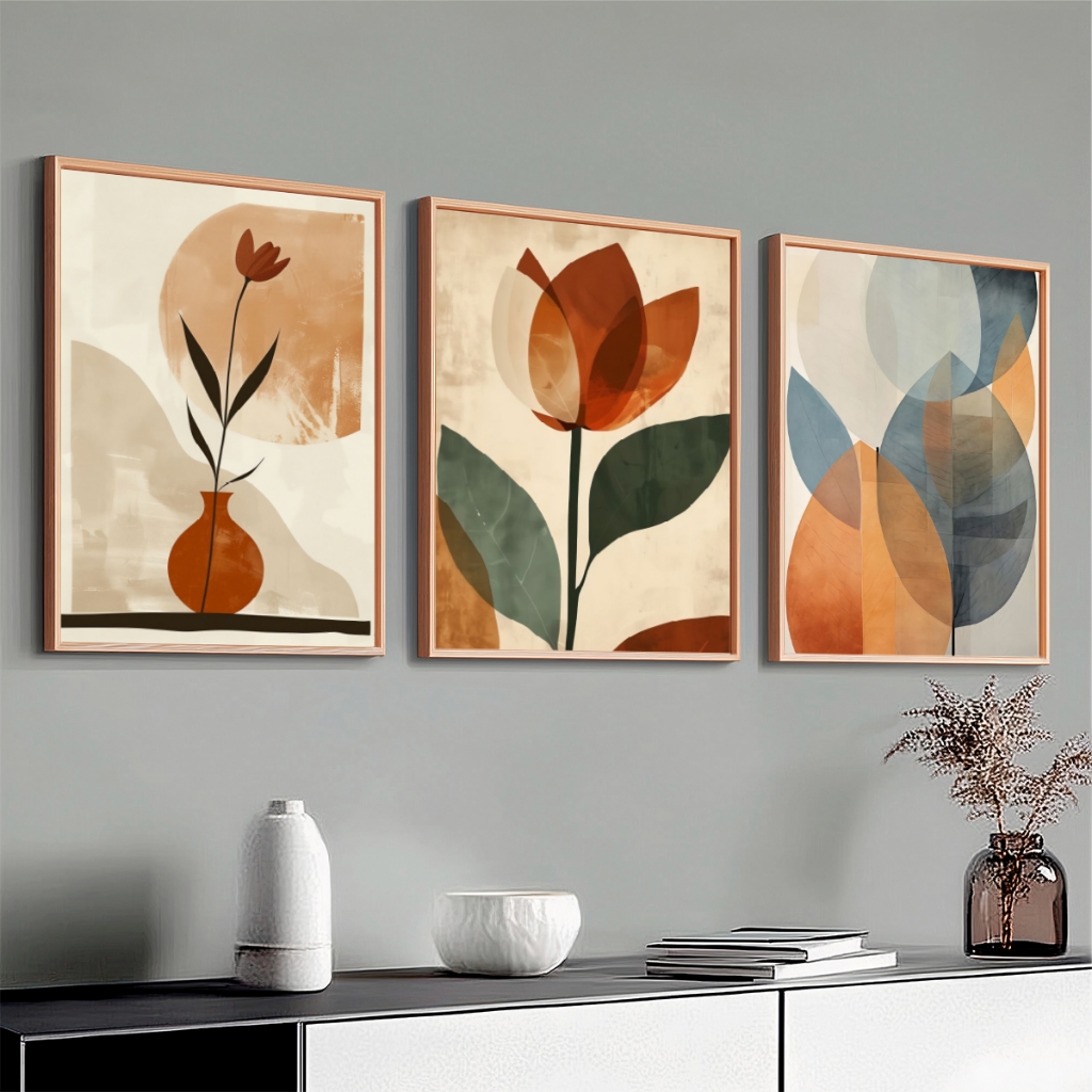 Quadros Decorativos Moldura 50X70 cm Folhagem Abst