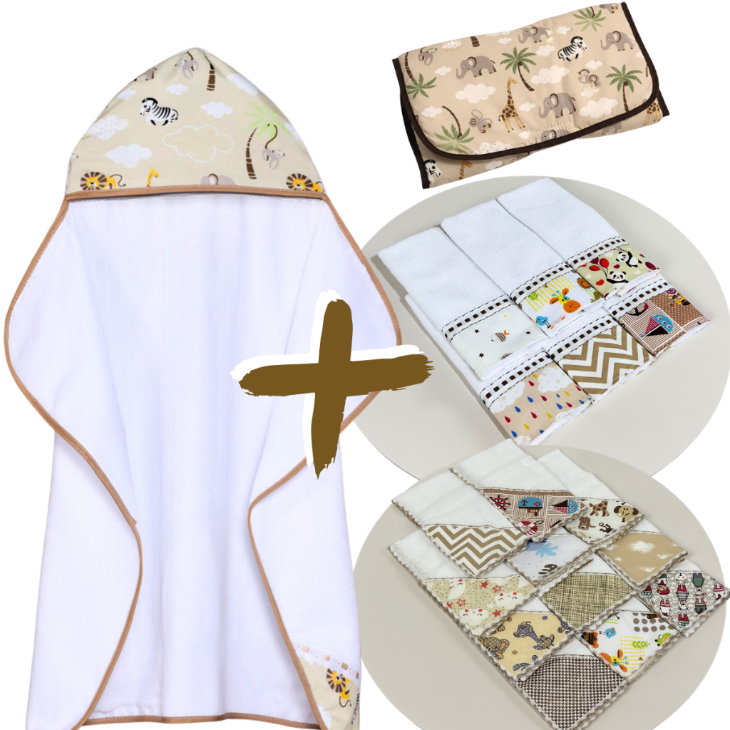 Kit  com 14 Peças 1 Toalhas de Banho Bebê Forrad