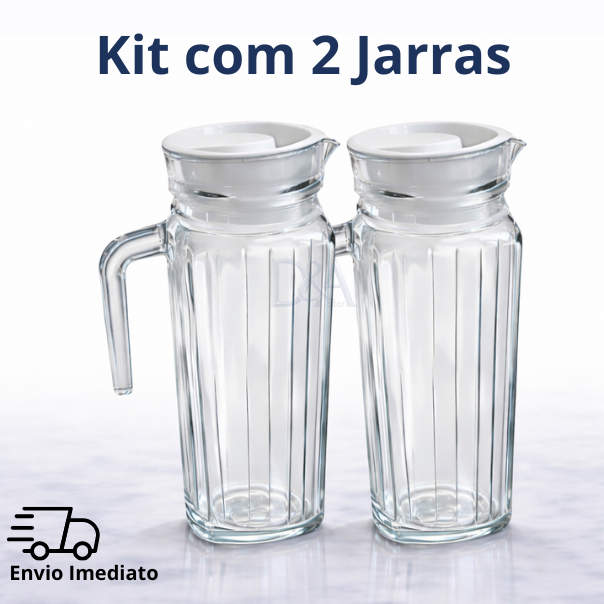 Jarra de Vidro Suiça 1L com Tampa Água Suco Vidr