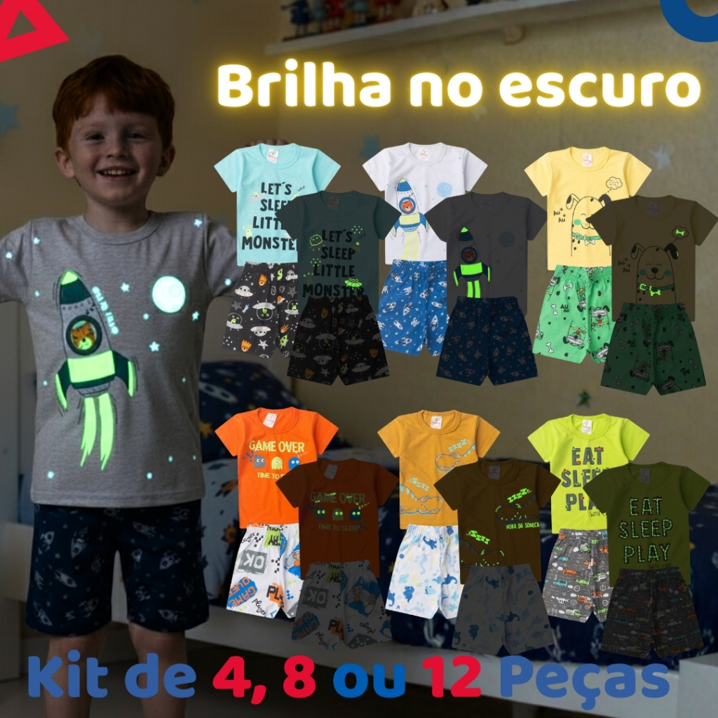 Kit de 4, 8 ou 12 Peças Pijama Brilha no Escuro I