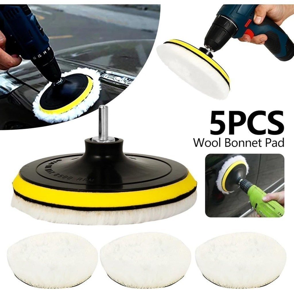 Kit Boina de Lã Polimento Com Suporte Velcro Para