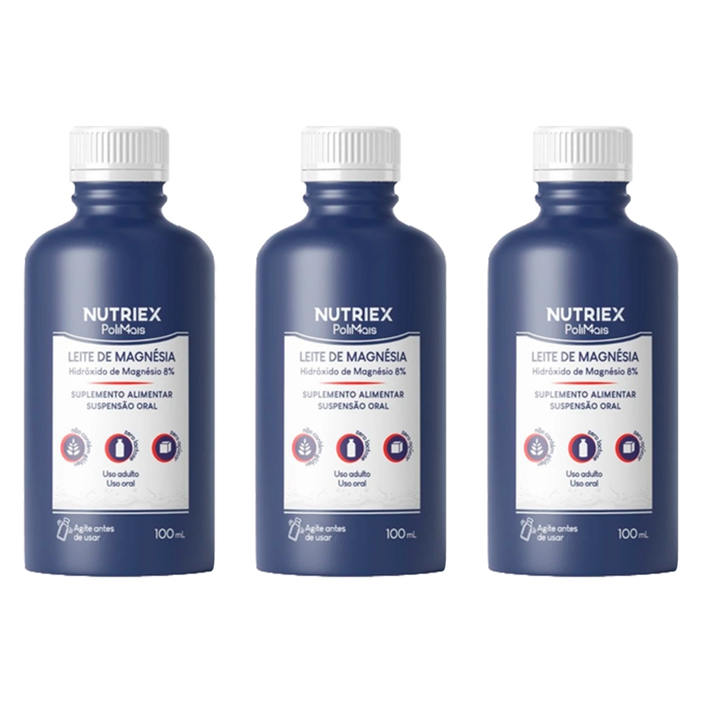 Kit 3 Leite de Magnésia Polimais Trad 100ml ̵