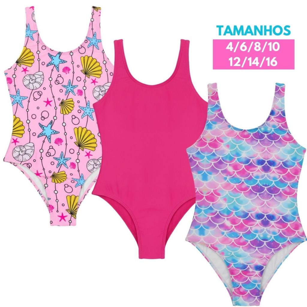 Maiô Para Natação Infantil 2 4 6 8 10 12 14 16 