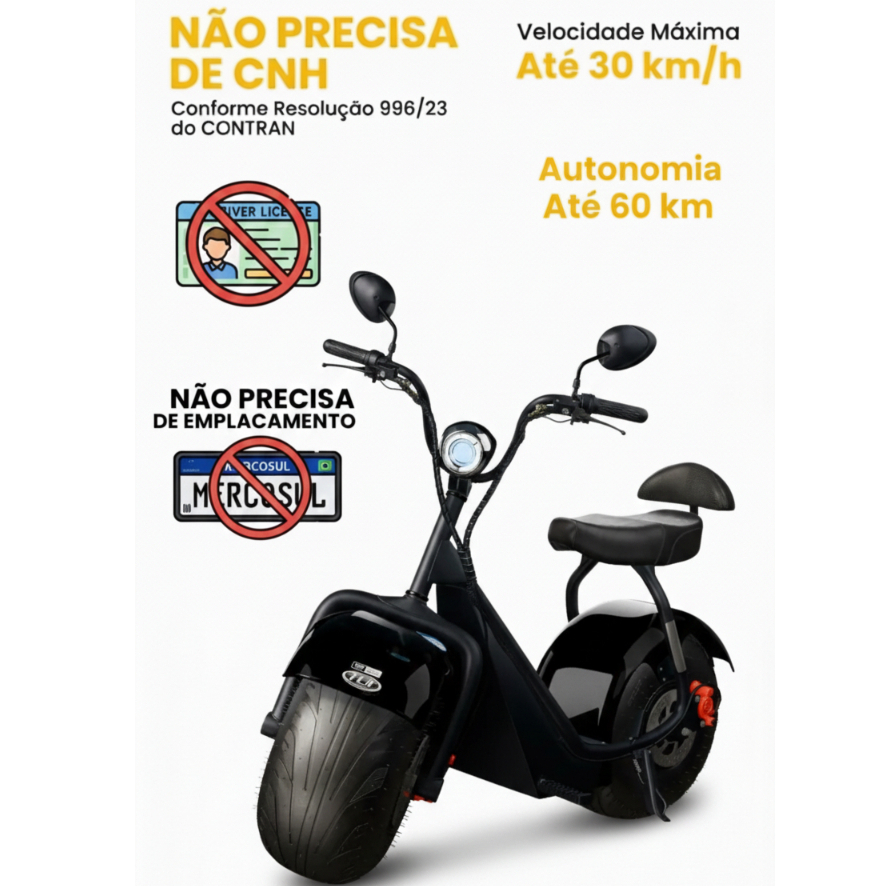 Scooter Moto Elétrica (Sem CNH) 1000W 60V TUI MAI