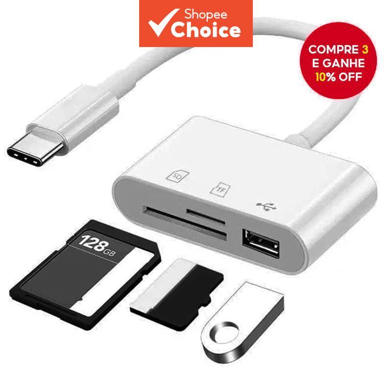 Leitor De Cartão SD USB C Para TF Adaptador Multi