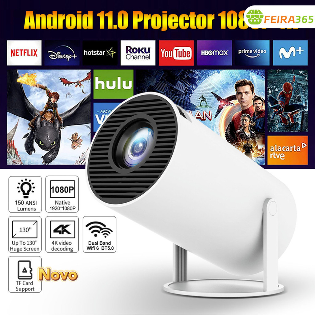 Projetor 4K HD 150 Polegadas Celular, Tv B0x, Xbox