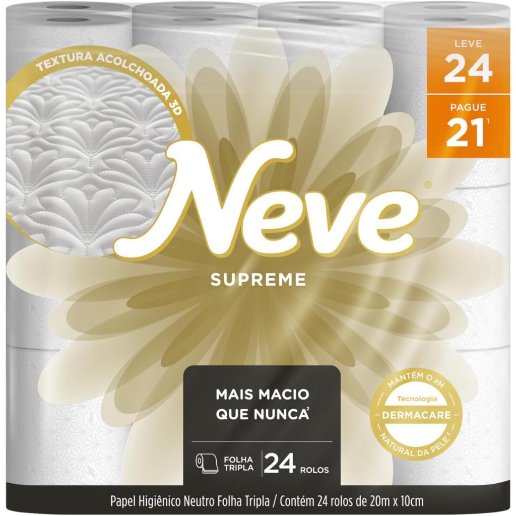 PAPEL HIGIENICO SUPREME NEVE 24 ROLOS