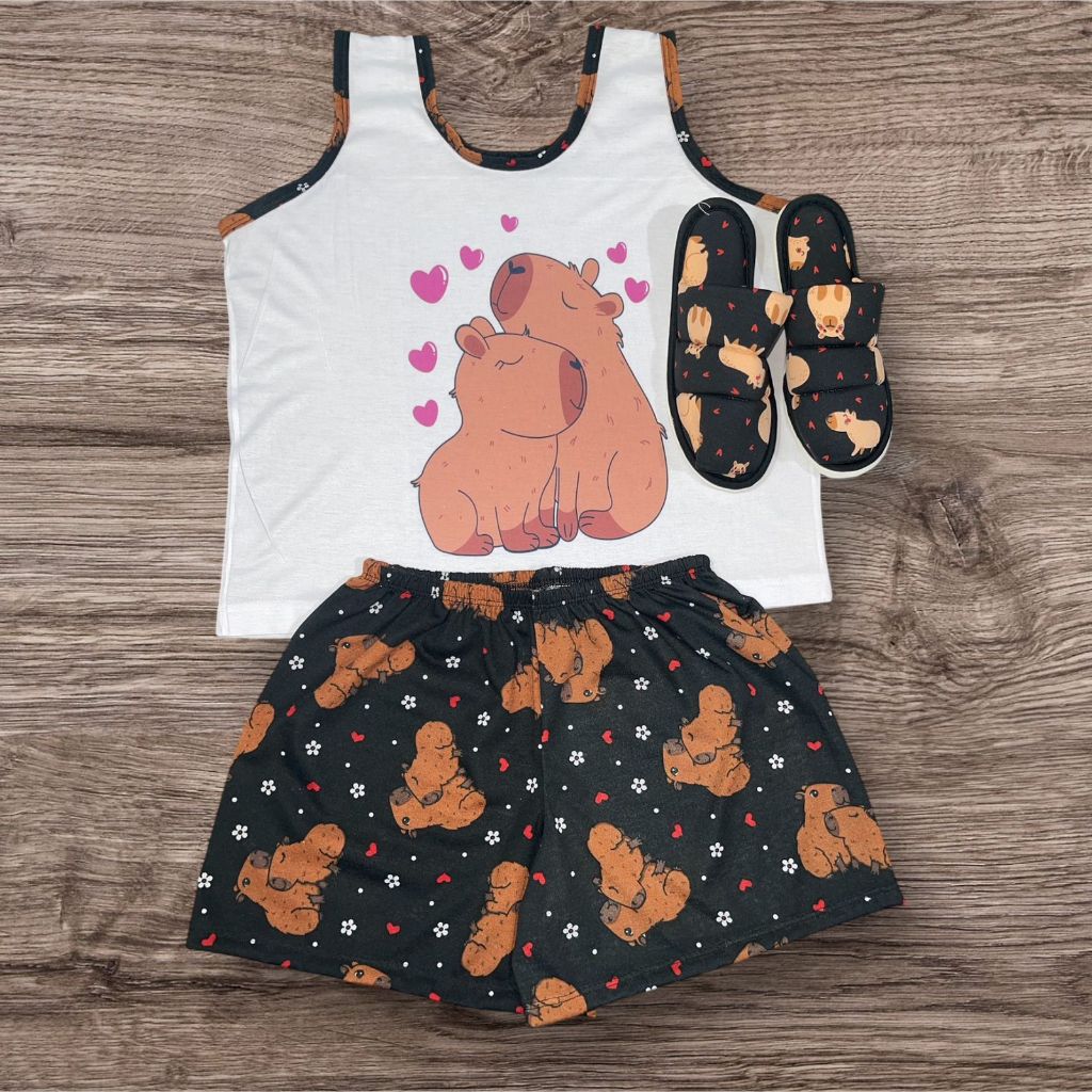 kit 1 short doll regata INFANTIL+ 1 pantufa verao 