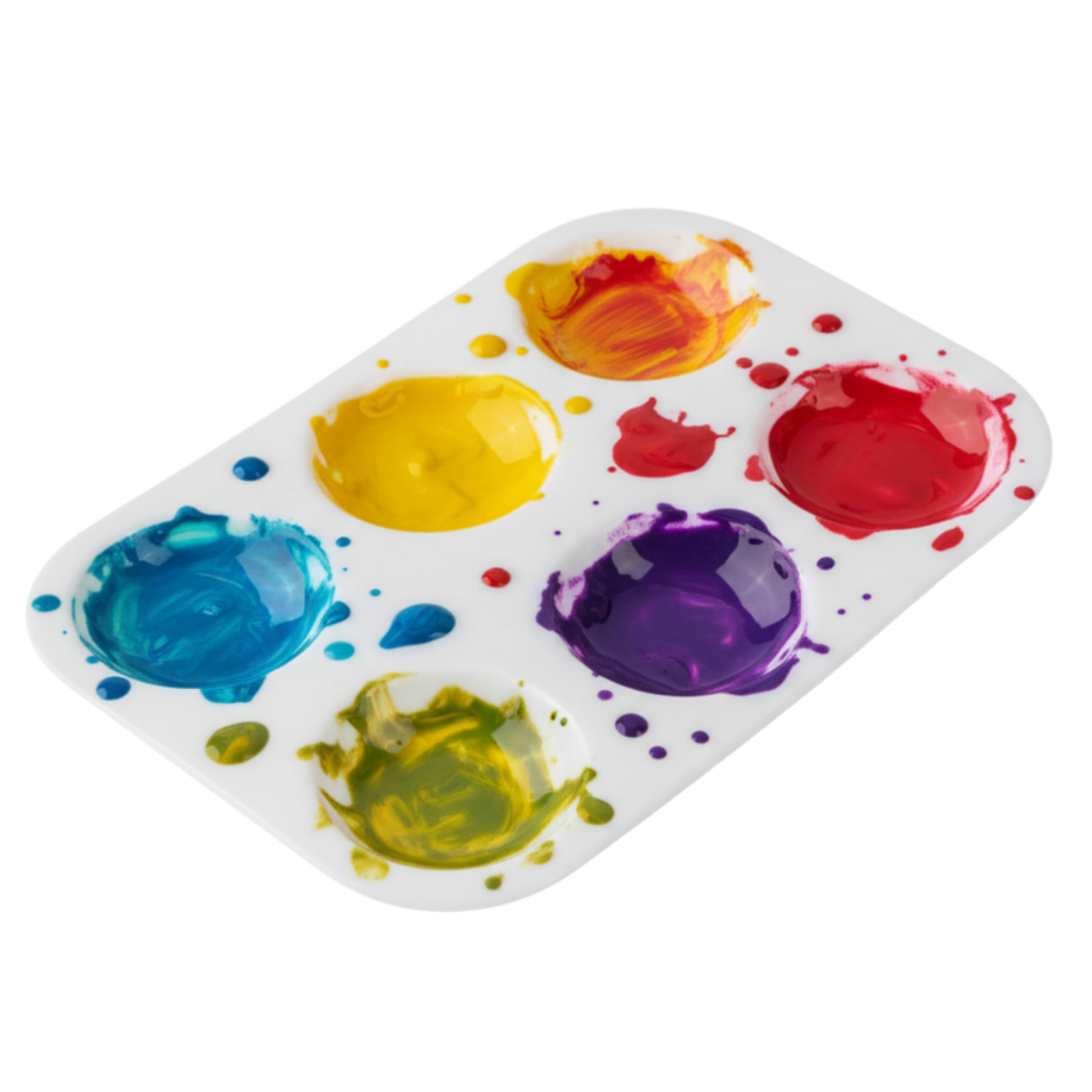 Paleta Godê Para Tintas Retangular Com 6 Cavidade