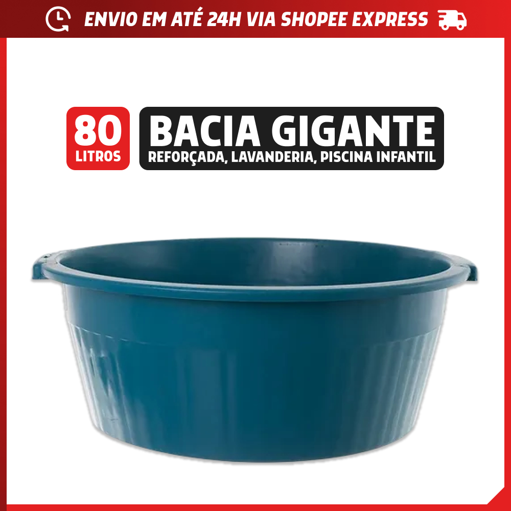 Bacia Plástica Extra Grande 80L Resistente Cor So