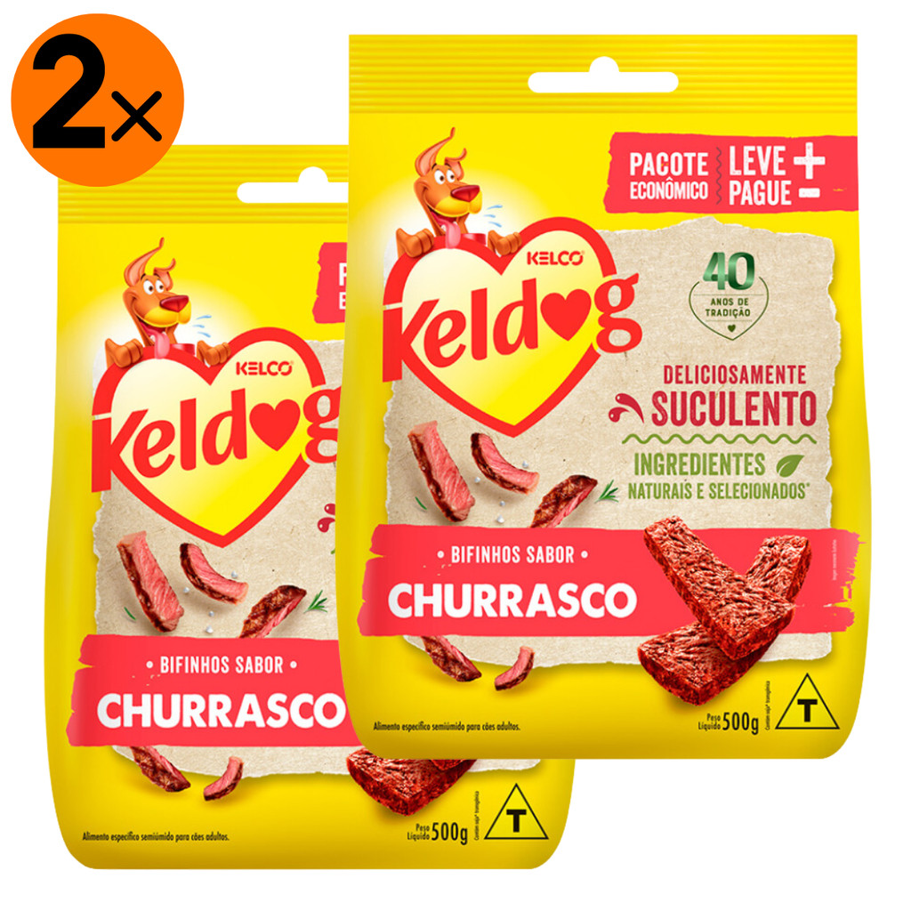 Kit 2 Bifinho Keldog para Cães Sabor Churrasco  &
