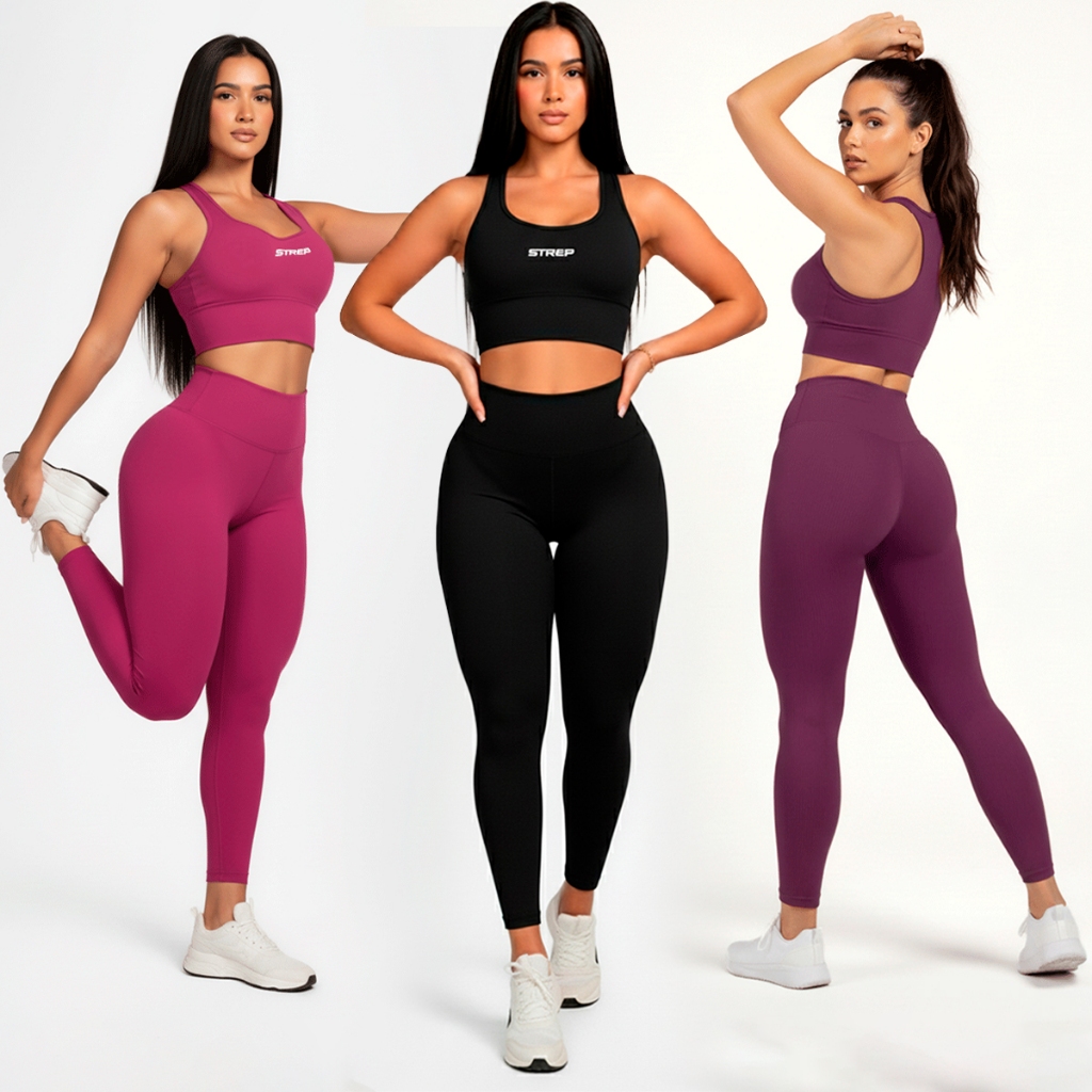 kit 3 Conjunto Academia Feminino Top + Legging Zer