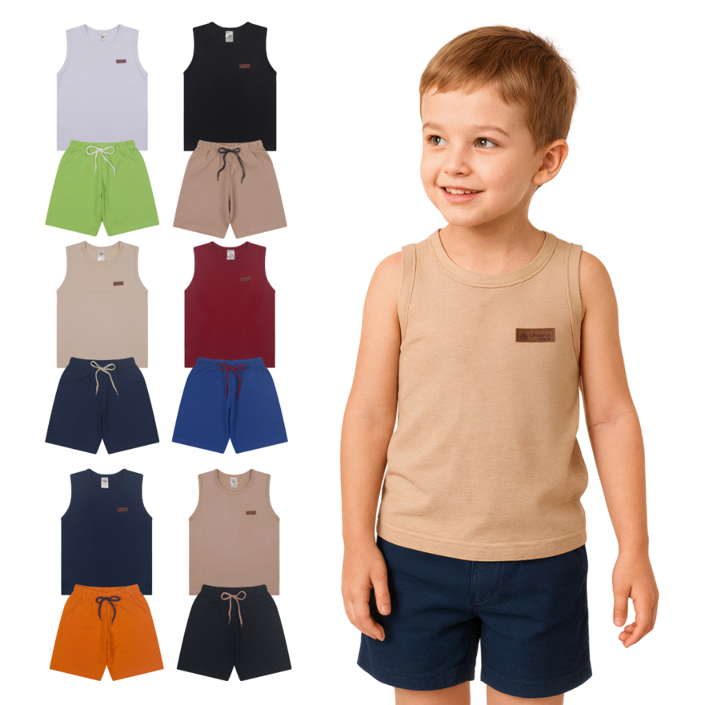 Kit 2, 4 ou 10 Peças Sortidas Conjunto Regata Men