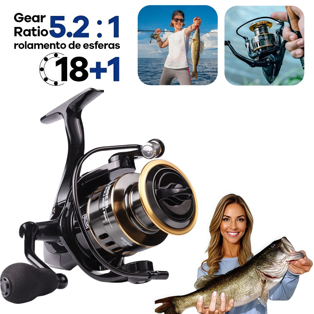 Molinete De Pesca De Metal EVA Max Arraste 10kg HD