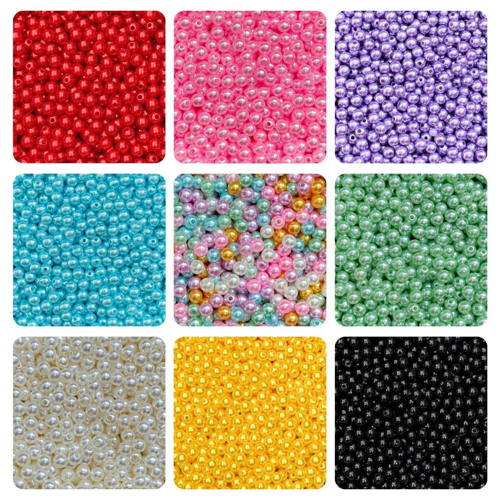 Pérola 6mm ABS 100 Unidades Miçanga Inteira Furo