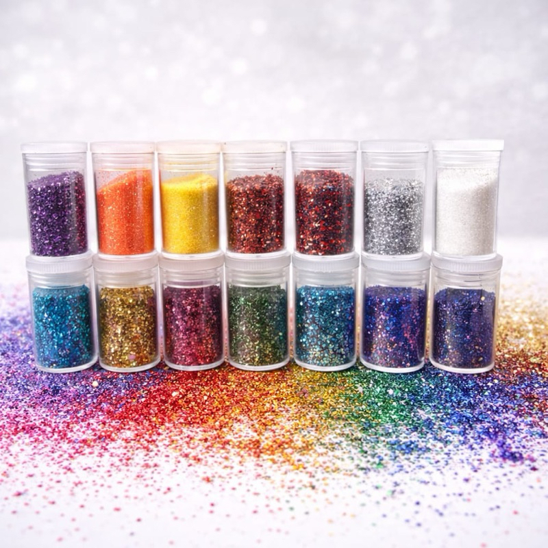 Kit 24 Potinhos de Glitter Poliéster Glitter Floc