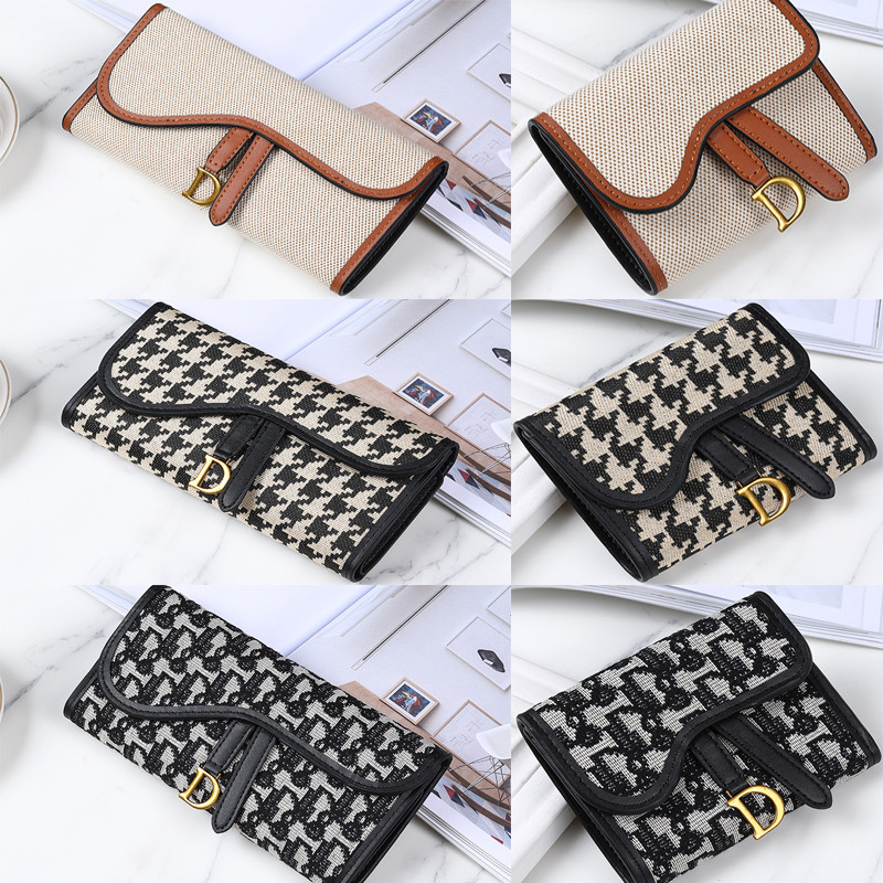 Carteira retrô feminina longa fivela Dde grande c