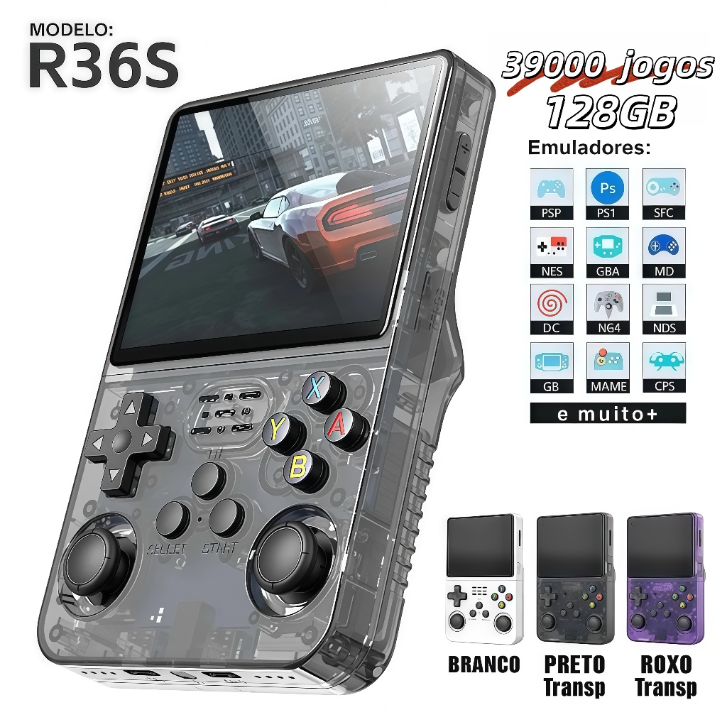 Console Portátil R36S + de 39000 Jogos Vídeo Gam