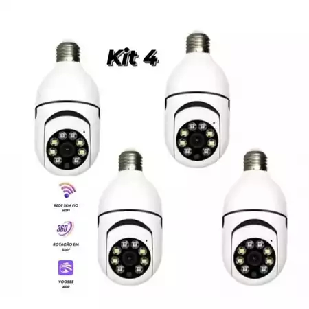 Kit 1-4 Câmera De Segurança IP WiFi Sem Fio 360 
