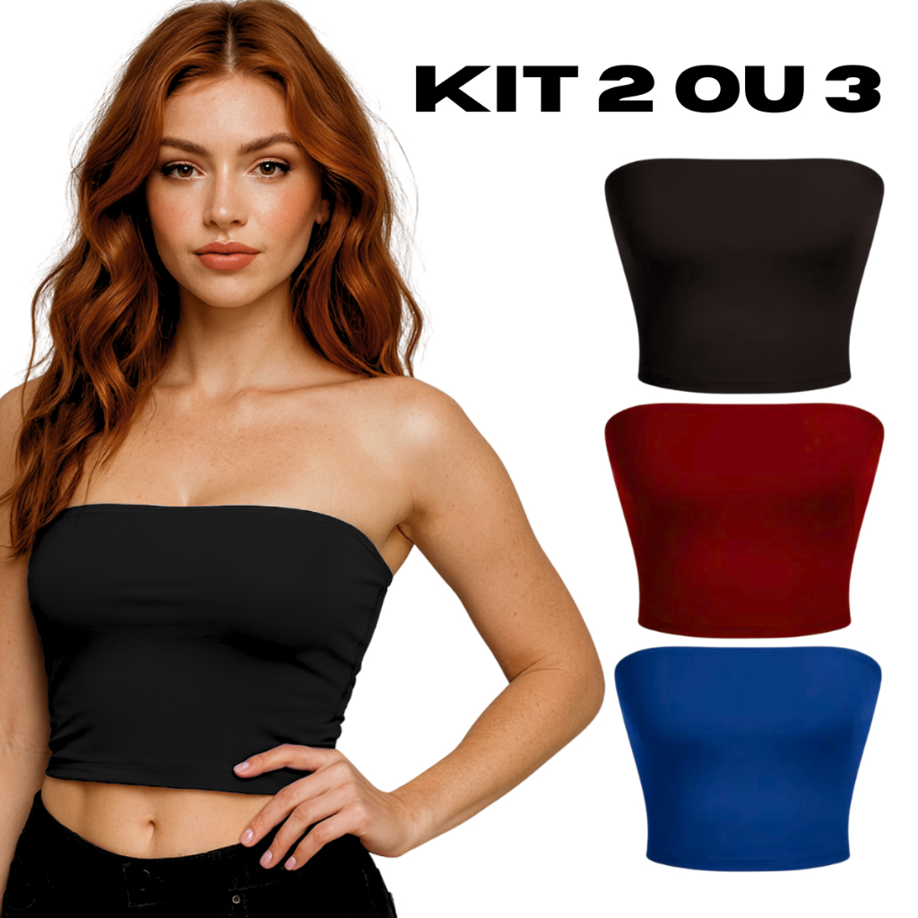 Kit 2 ou 3 Top Cropped Tube Tomara que Caia Blogue