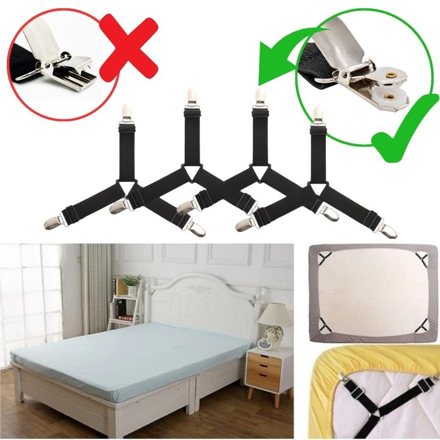 4 Peças Prendedor Fixador Elástico Lençol 3 Pon