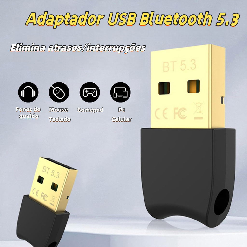 Adaptador USB Bluetooth 5.3/5.4 Plug E Play para P