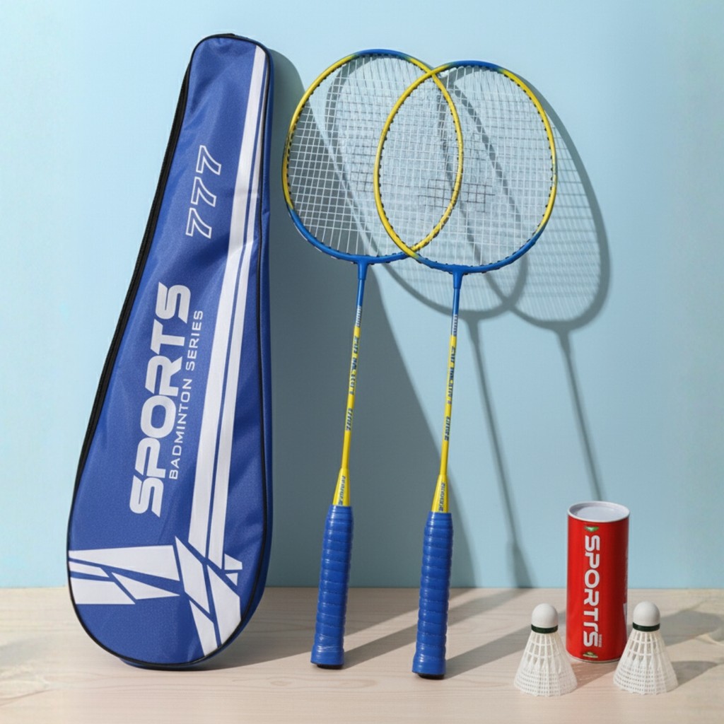 Kit 2 Raquetes Badminton Completo Com 3 Petecas E