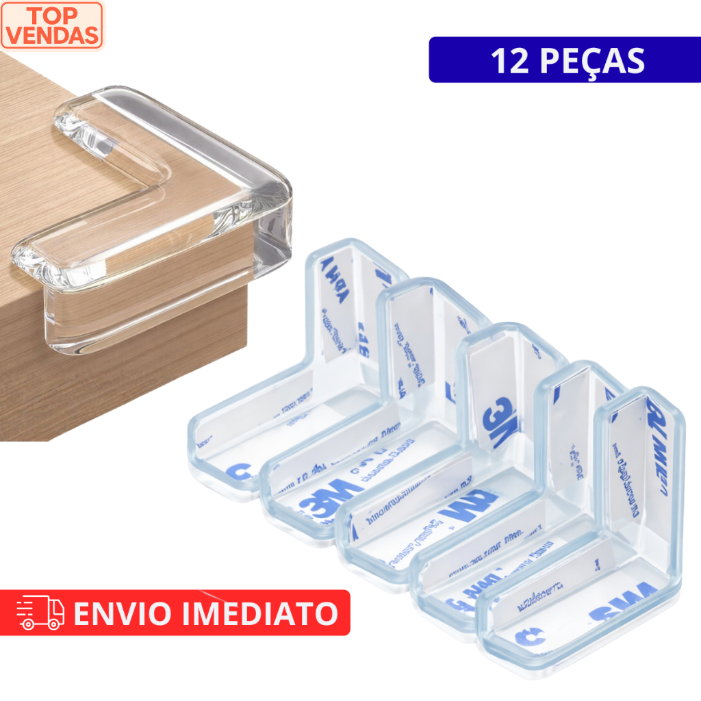 Kit 12 Protetor Quina De Mesa Em Silicone Com Ades
