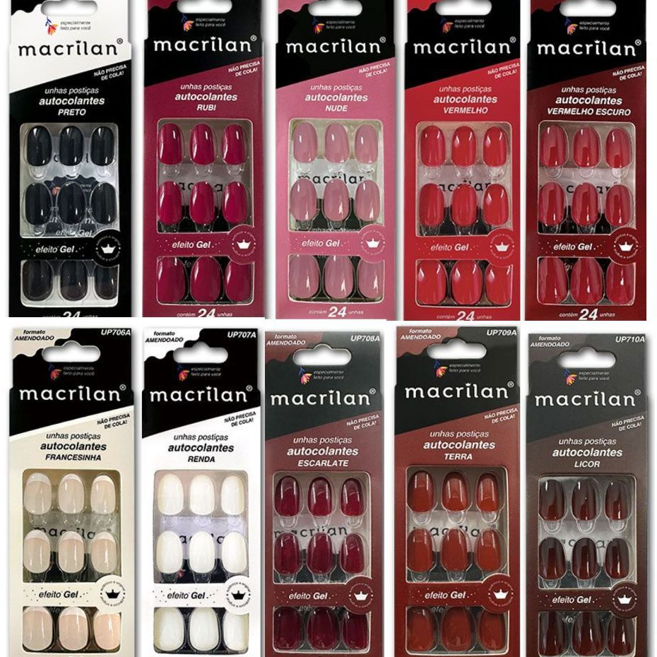 UNHAS POSTIÇAS AMENDOADO AUTOCOLANTE 24 UNID. MAC