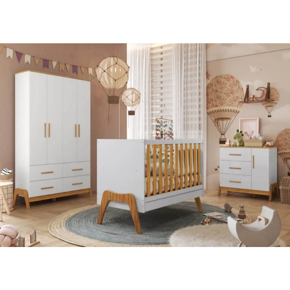 Quarto de Bebê Infantil Retro Guti Berço 5 em 1 