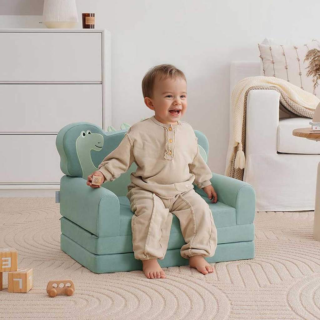 Sofá Cama Infantil Dinossauro 2 em 1 Dobrável Po