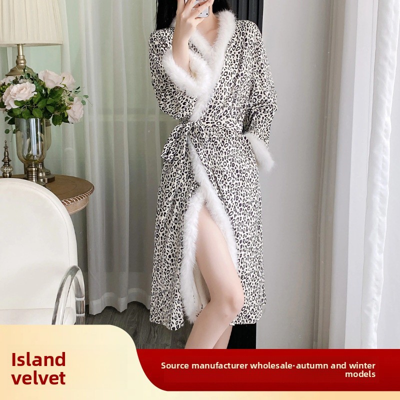 Camisola Longa Feminina De Veludo Ilha sexy Outono