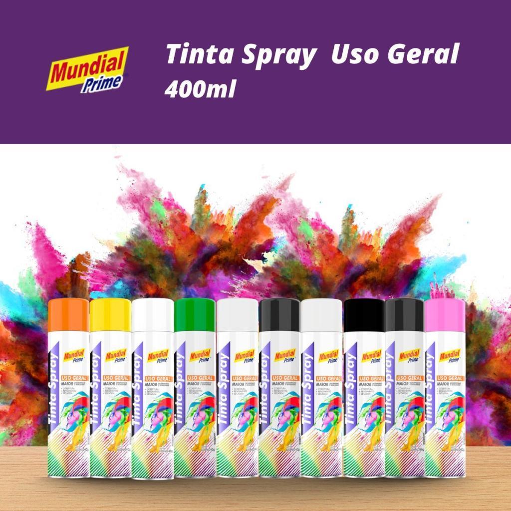 Tinta Spray 400ml Mundial Prime Uso Geral | Preto/