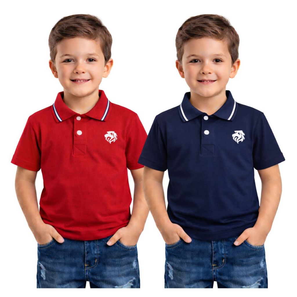 Kit 2 Camisetas Polo Infantil Algodão Menino Conf