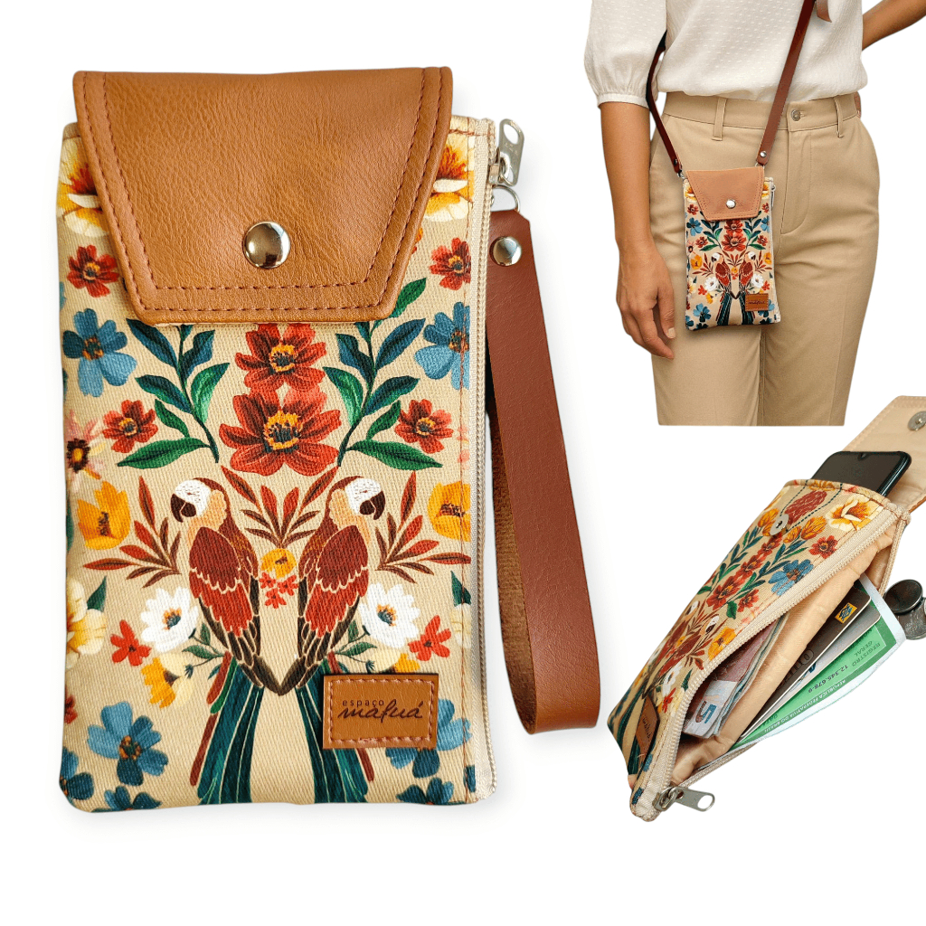 Carteira porta celular bolsa de tecido feminina DU