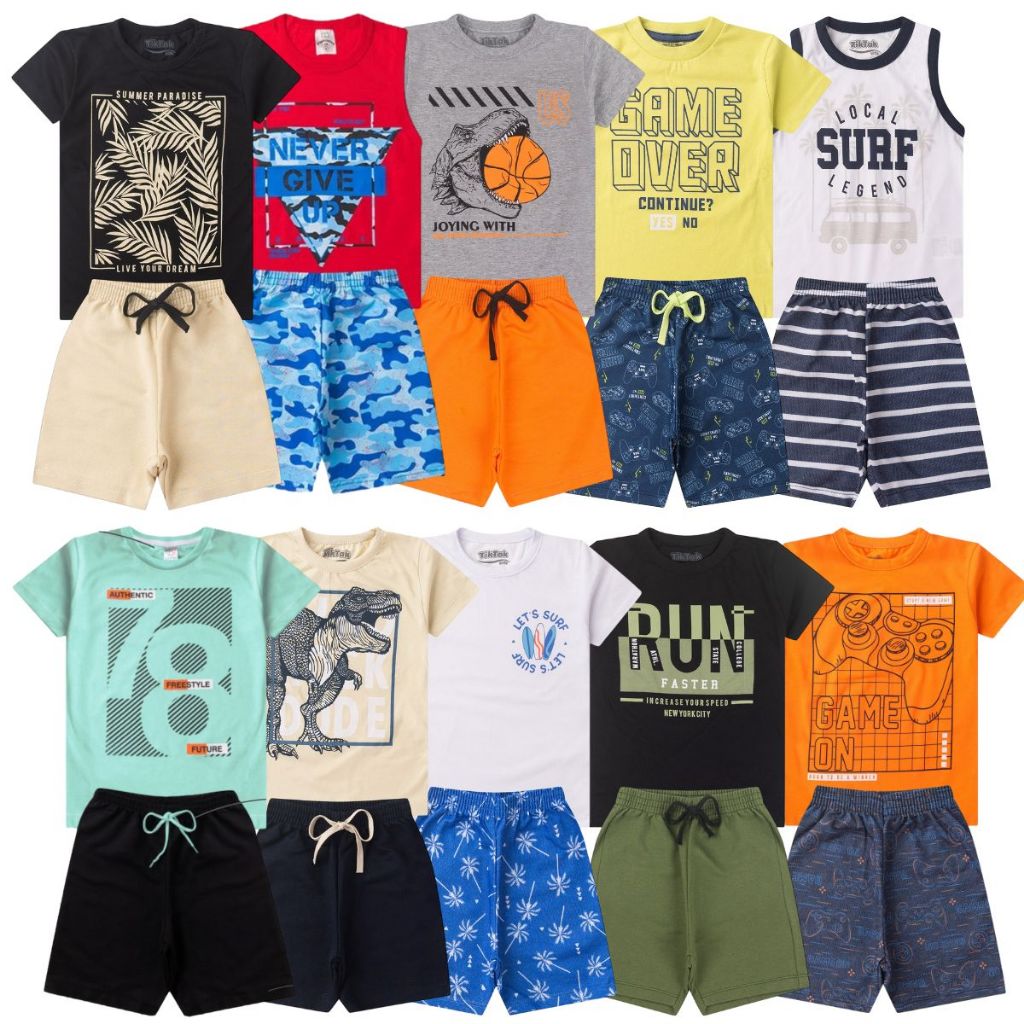 Kit 4, 6 ou 10 Peças Roupa Infantil Menino Verão
